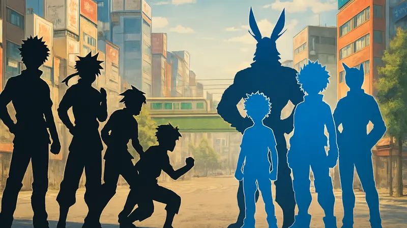 Персонажи классических шонен аниме против героев My Hero Academia, аниме-коллаж
