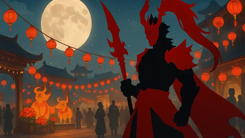 Лу Бу, новый персонаж в Seven Knights Re:Birth, на фоне праздничного ивента Лунного Нового года.
