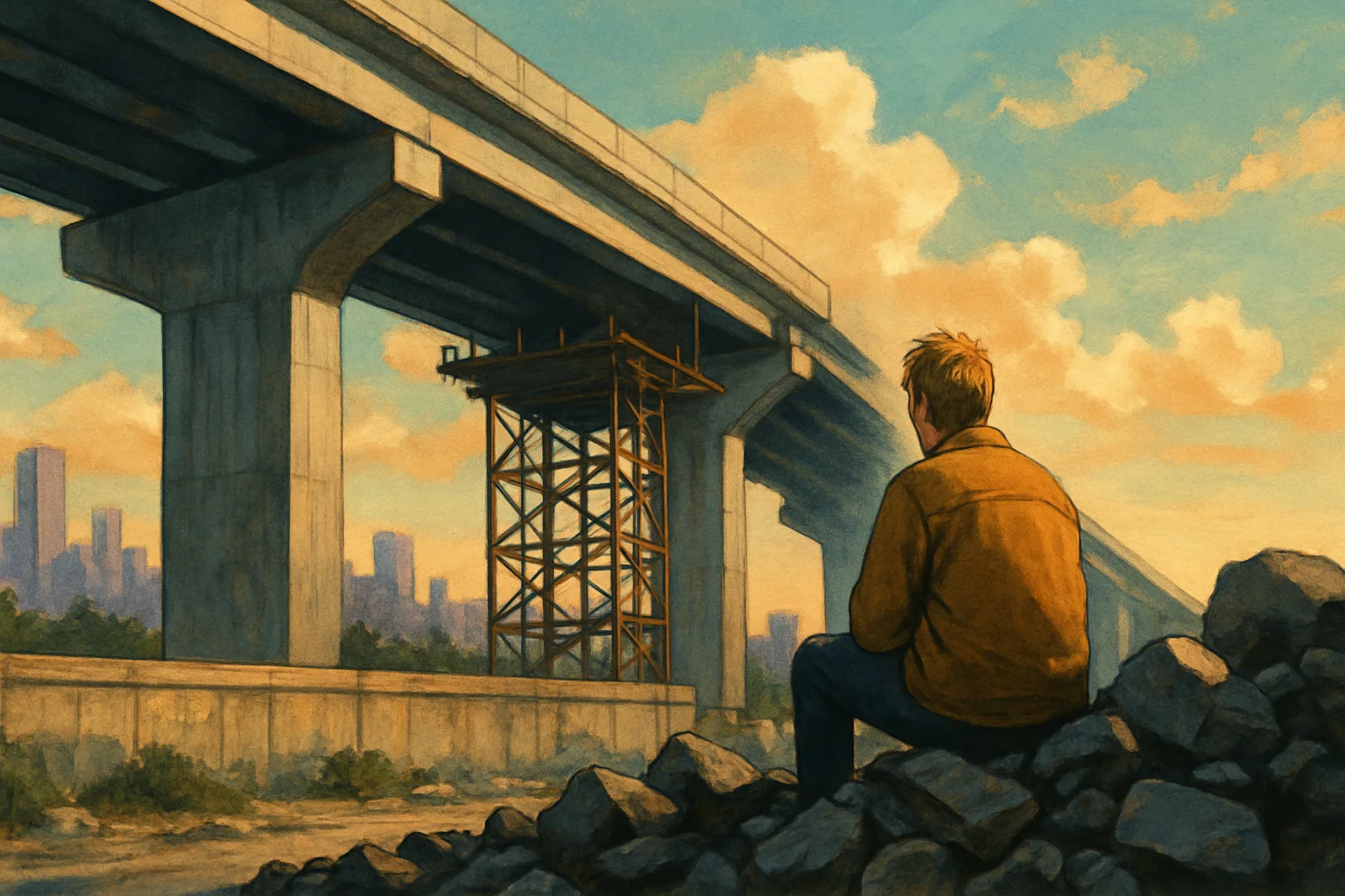 Постер или кадр из документального фильма The History of Concrete, подчеркивающий его уникальный и рефлексивный стиль.