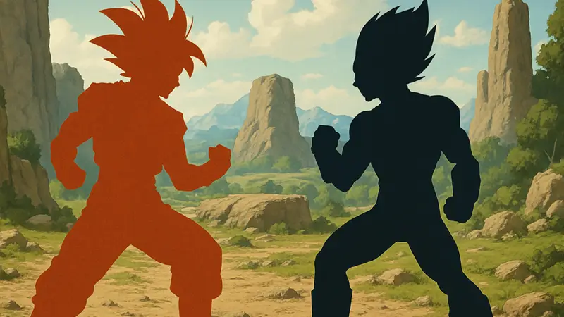 Тест Dragon Ball: Гоку и Вегета готовятся к битве, иллюстрация для викторины DBZ