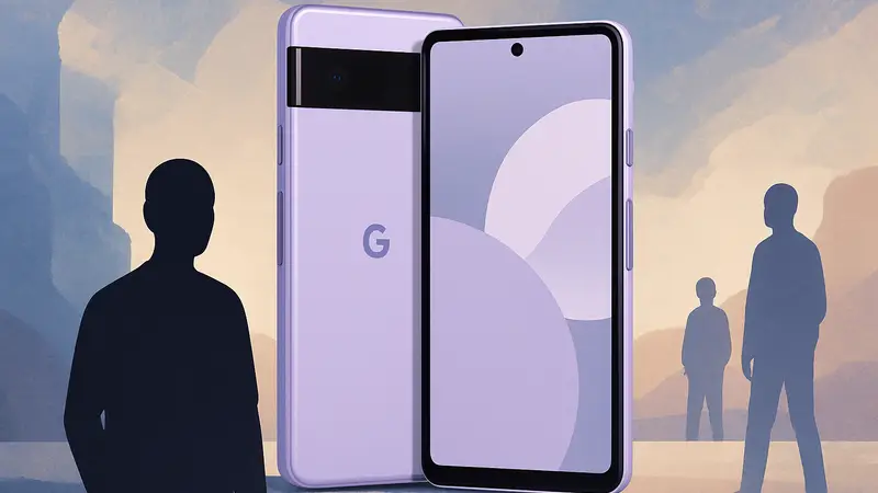 Смартфон Google Pixel 10a в лавандовом цвете на абстрактном фоне, демонстрирующий дизайн и новый релиз.