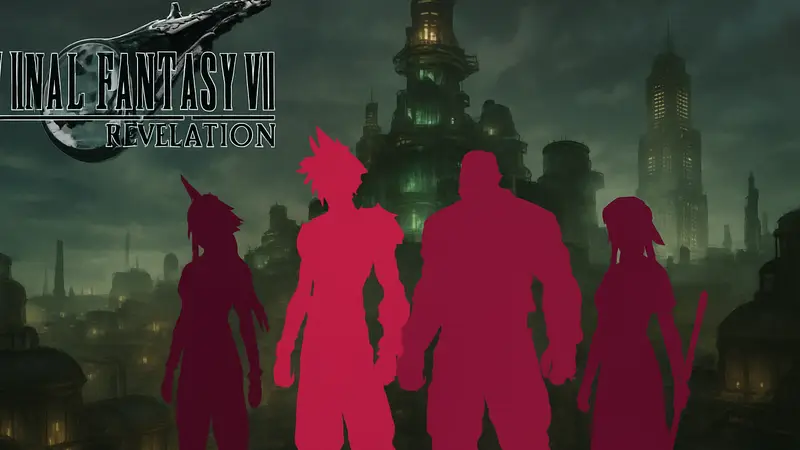 Логотип Final Fantasy VII Revelation с главными героями игры