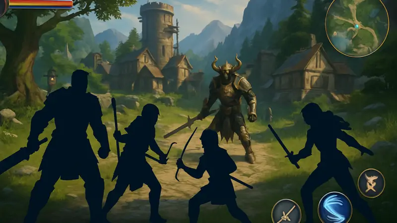 Скриншот геймплея мобильной RPG Nine Crowns of Faenord с элементами фэнтези и интерфейсом.