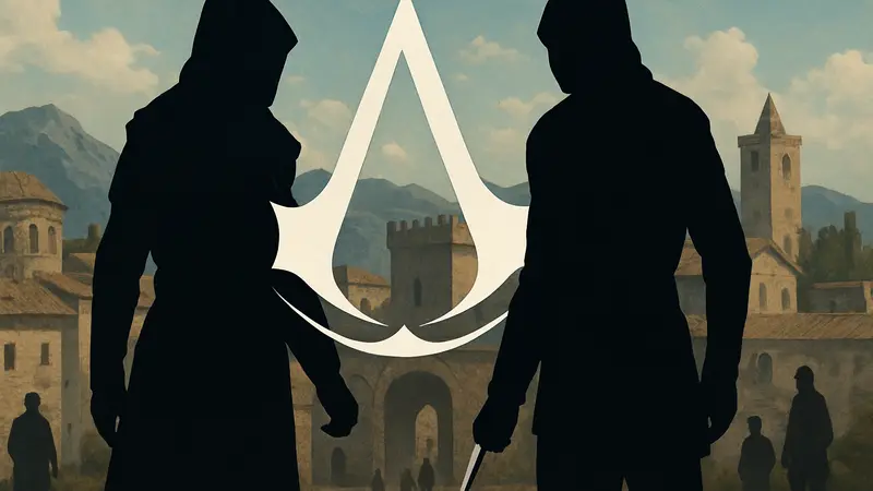 Логотип Assassin's Creed, скрытый клинок, выбор первой игры, исторический экшен
