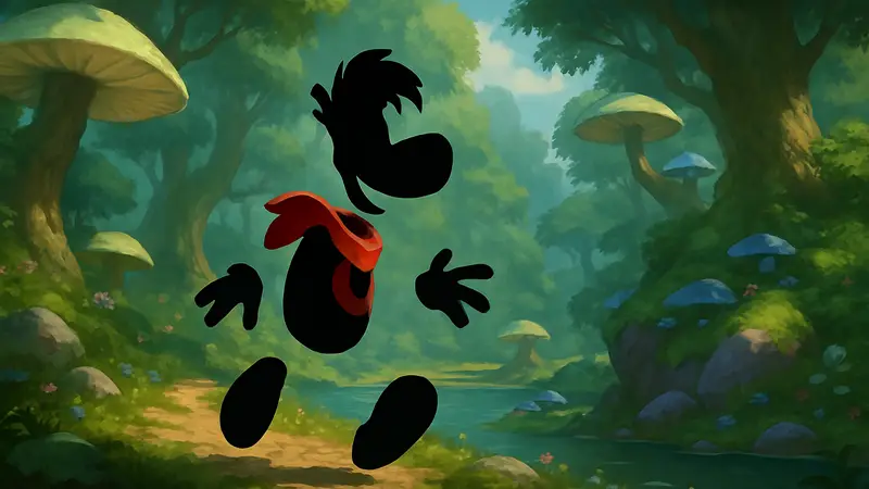Персонаж Rayman из классической игры 1995 года в обновлённой графике ремейка.