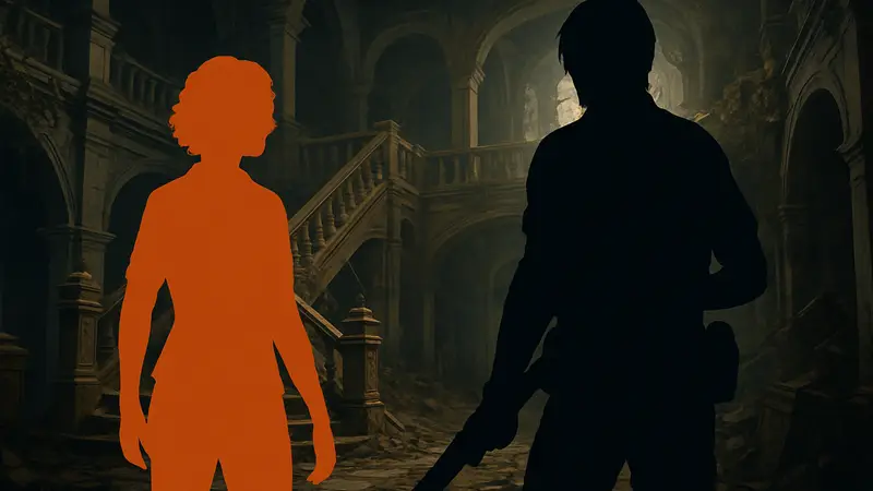 Игровой скриншот из Resident Evil 9 с персонажами Grace и Leon.