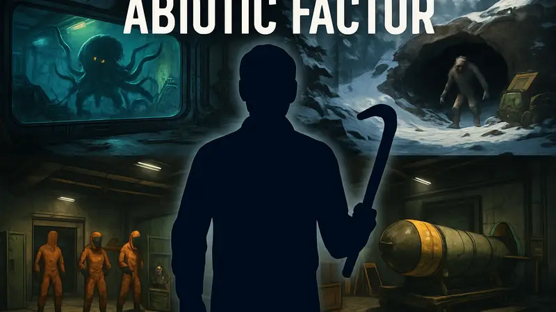 Логотип игры Abiotic Factor и скриншоты нового контента из майского обновления.