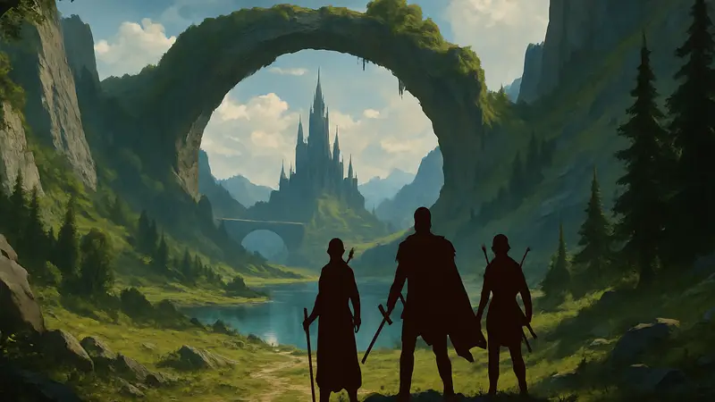 Обложка неизвестной западной RPG с фэнтезийным пейзажем