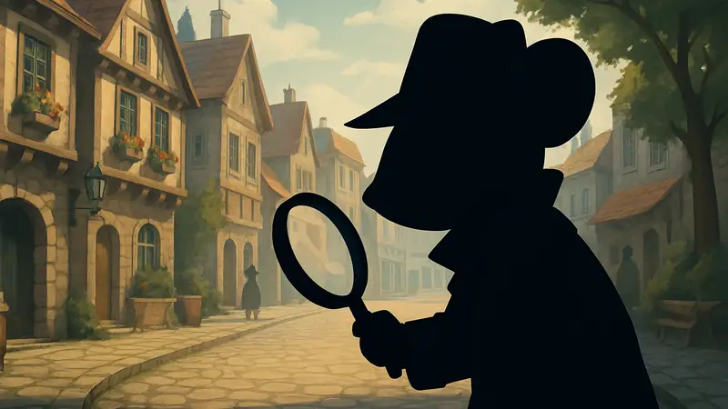 Скриншот из Mouse P.I. for Hire: мышонок-детектив исследует локацию Mouseburg с лупой.