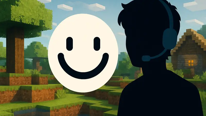 Логотип Giggles на фоне скриншота из Minecraft, символизирующий стартап ютубера