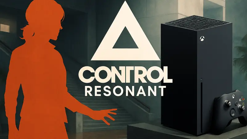 Логотип Control Resonant на фоне консоли Xbox, символизирующий Smart Delivery