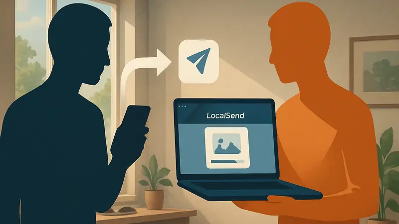 Интерфейс приложения LocalSend, демонстрирующий быструю передачу файлов между устройствами