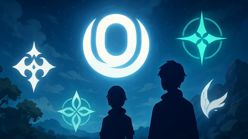 Логотип Hoyoverse на фоне символов из игр Genshin Impact и Honkai Star Rail, намёк на новые проекты.