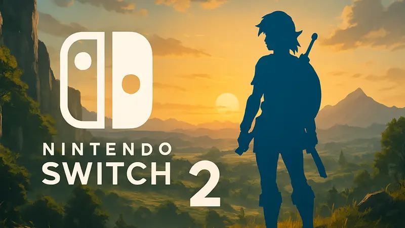 Логотип Nintendo Switch 2 и силуэт Линка из The Legend of Zelda. Утечки становятся реальностью.