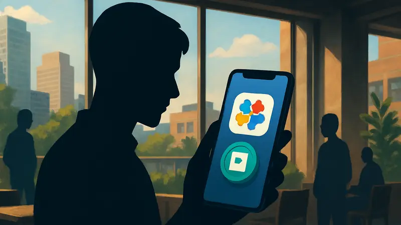 Логотип Scrambly и Robux на экране смартфона