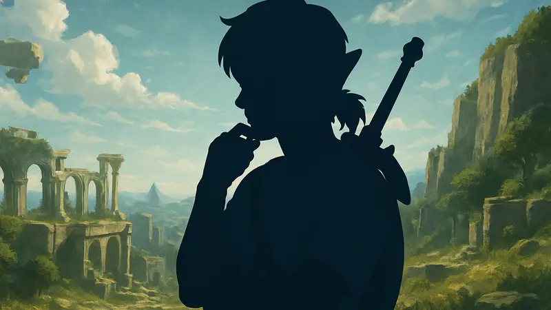 Линк из The Legend of Zelda: Tears of the Kingdom стоит с задумчивым видом.