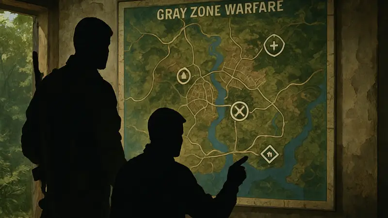 Карта Gray Zone Warfare с отмеченными ключевыми точками для квеста "Неучтенный рейс"