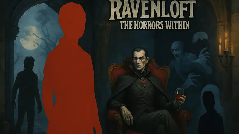 Обложка D&D книги Ravenloft: The Horrors Within с мрачными иллюстрациями