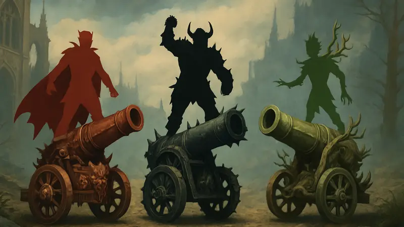 Фан-версии миниатюры Пушечного Когфорта из настольной игры Warhammer Age of Sigmar для разных фракций.