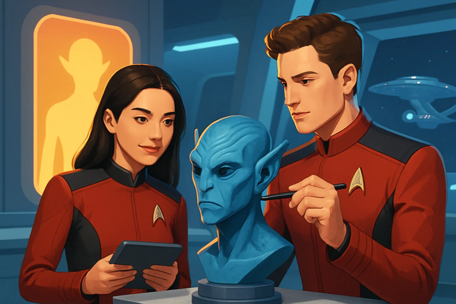 Актеры Star Trek: Starfleet Academy Белла Шепард и Джордж Хокинс создают инопланетные виды.