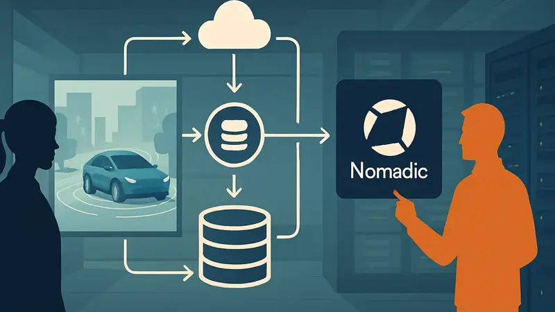 Диаграмма потока данных от автономного автомобиля, обрабатываемых системой Nomadic
