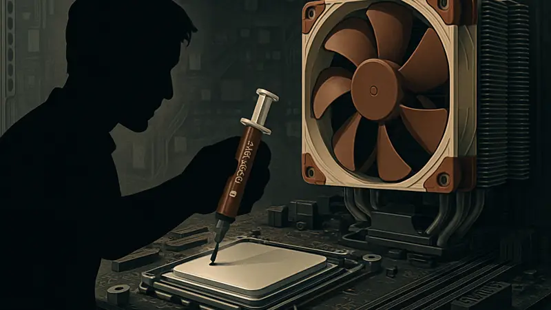 Аппликатор термопасты Noctua на сокете процессора, чистый CPU и охлаждение
