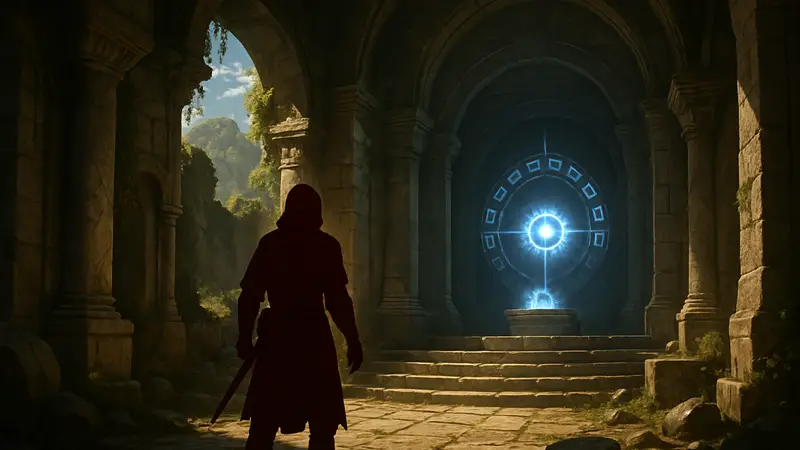 Игровая локация из Crimson Desert с головоломкой в Святилище.