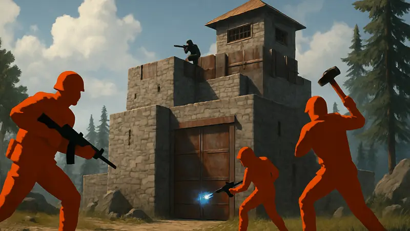 Игроки в Rust штурмуют базу, используя новые механики после обновления 'Upgrade Hard, Raid Harder'