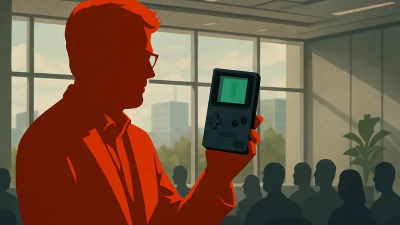 Палмер Лакки, основатель Oculus и ModRetro, демонстрирует портативную консоль Chromatic.