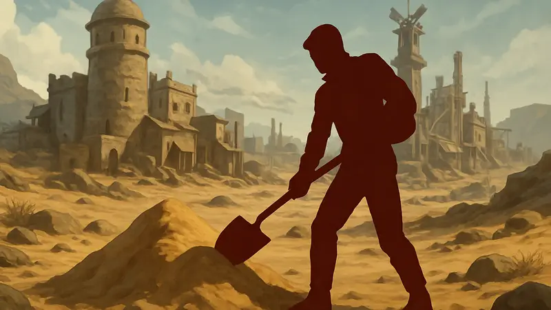 Игрок с лопатой в Sand: Raiders of Sophie, поиск сокровищ