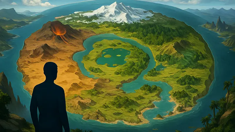 Карта мира Saros с обозначением различных биомов и регионов.