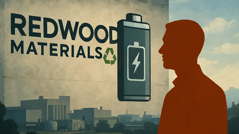 Логотип Redwood Materials и изображение аккумулятора