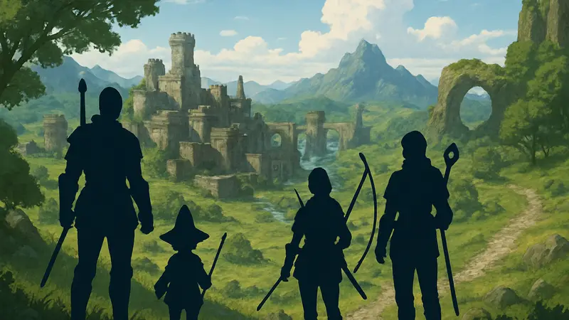 Скриншот из Final Fantasy 11 с группой персонажей, исследующих фэнтези мир Вана'диэль.