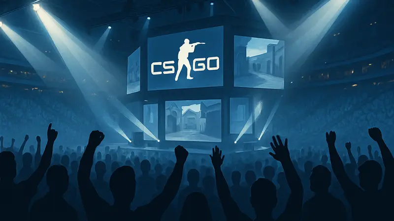 Толпа фанатов на IEM Cologne Major по CS2, освещённая прожекторами арены.
