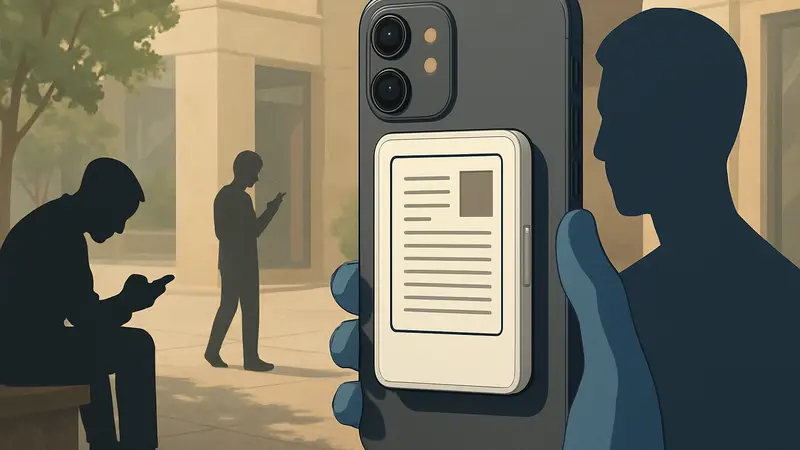 Магнитная электронная книга Xteink X3 на задней панели смартфона, предотвращает думскроллинг.