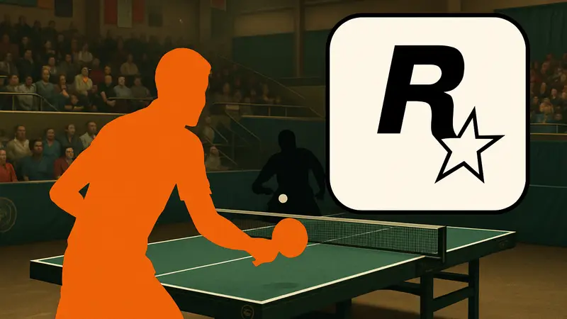 Скриншот из игры Rockstar Games Presents Table Tennis с логотипом Rockstar