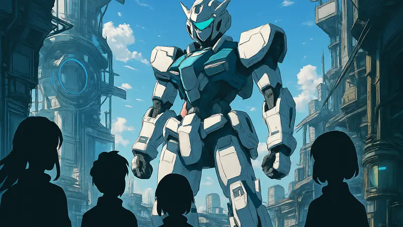Тизер-постер аниме Re:bel Robotica с персонажами в научно-фантастическом стиле от Мики Пикадзо.