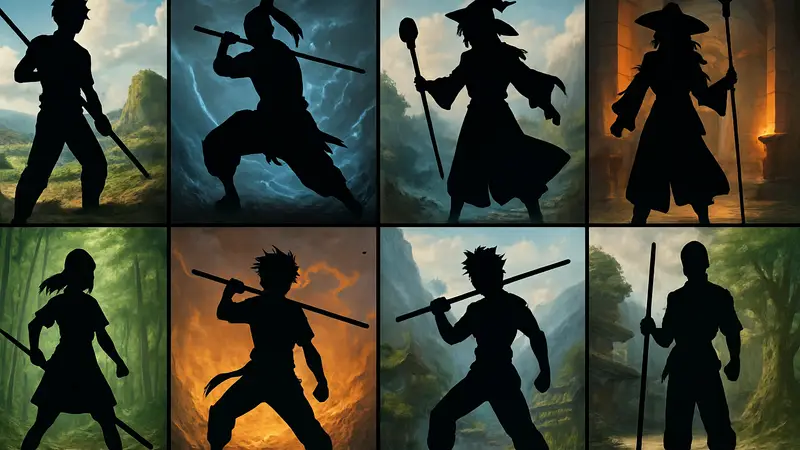 Коллаж из 8 сильнейших персонажей с посохами из разных сёнэн-аниме