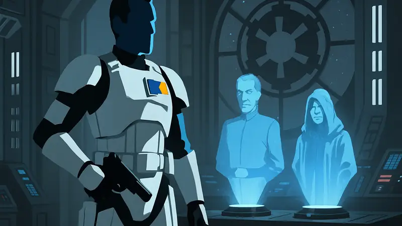 Фигурка Hot Toys гранд-адмирала Трауна в имперской броне из "Звёздных войн", с бластером и голограммами.