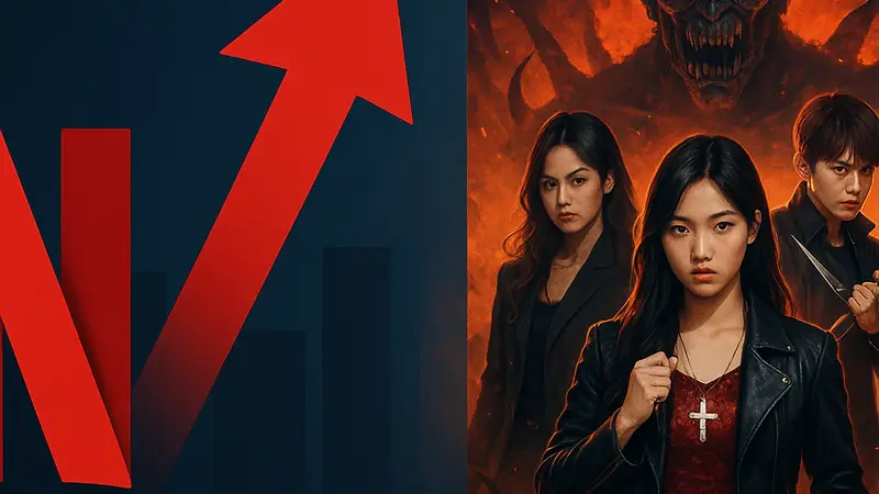 Постер фильма K-Pop: Охотники за демонами, демонстрирующий успех Netflix и планы на сиквел.