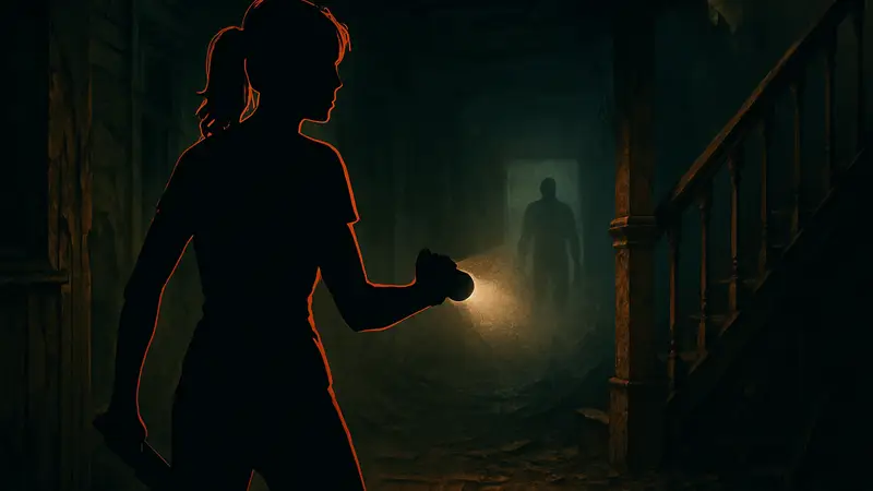 Героиня хоррор-игры, сражающаяся за выживание в мрачной атмосфере ужасов, как «Последняя Девушка».