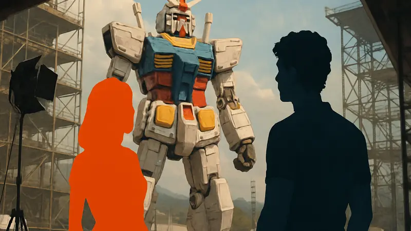 Кадры со съемок фильма Gundam от Netflix с Сидни Суини и Ноа Сентинео в главных ролях.