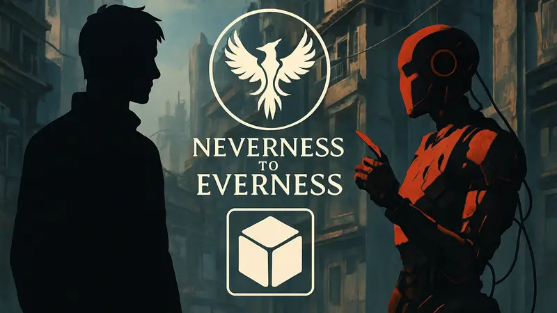 Логотип Neverness to Everness и Hotta Studio, символизирующие конфликт с ИИ-контентом.