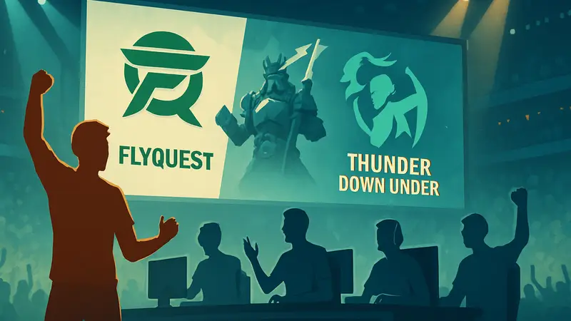 Киберспортивный матч FlyQuest против Thunder Downunder на турнире в Кёльне, победа.