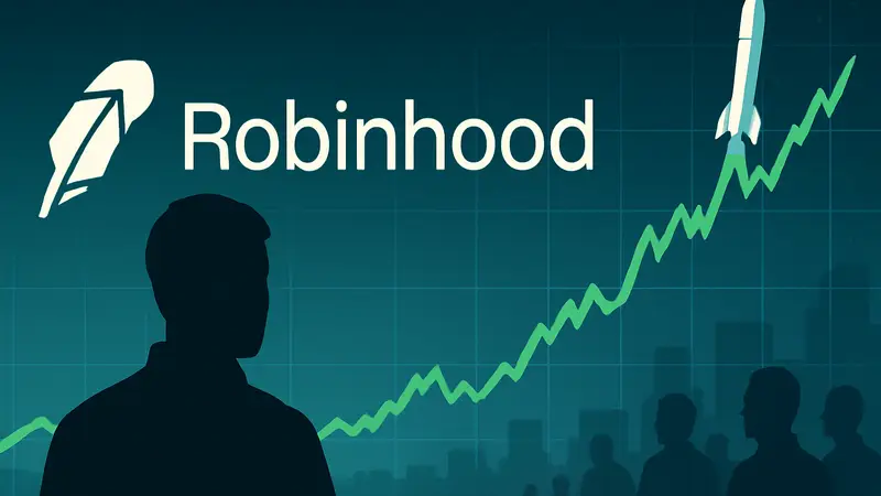 Логотип Robinhood на фоне графика акций SpaceX