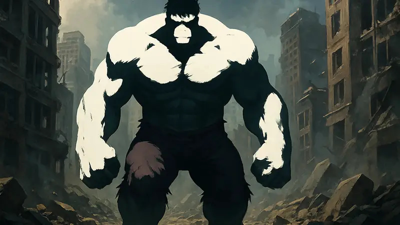 Классический герой Marvel в облике Халка, с измененным дизайном персонажа.