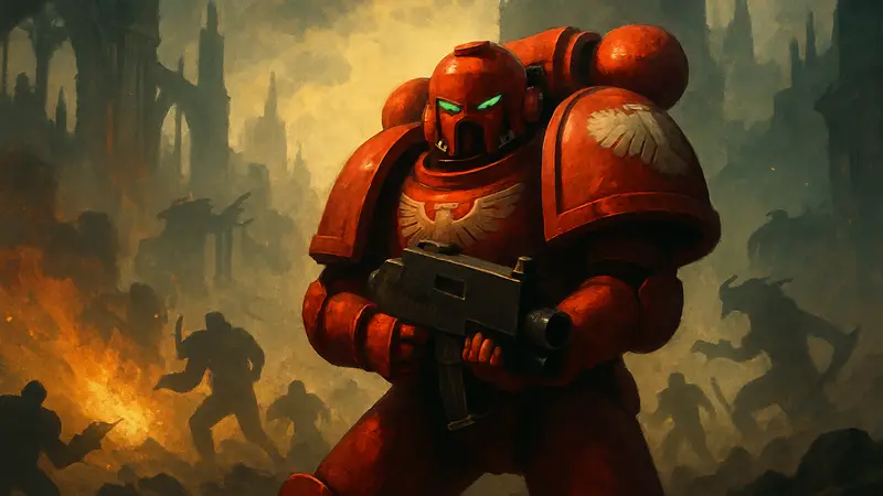 Обложка игры Warhammer 40,000 Dawn of War 2 с космодесантником в броне в бою