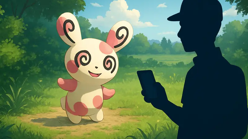 Шайни покемон Спинда с уникальным узором, скриншот из игры Pokémon