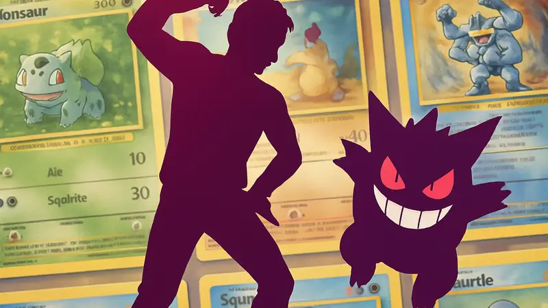 Джейсон Пейдж, певец Pokémon, делает 'танец Генгара' на фоне коллекционных карт