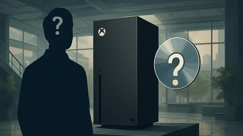 Концепт-арт Project Helix, консоли Xbox следующего поколения, с вопросом о поддержке физических дисков